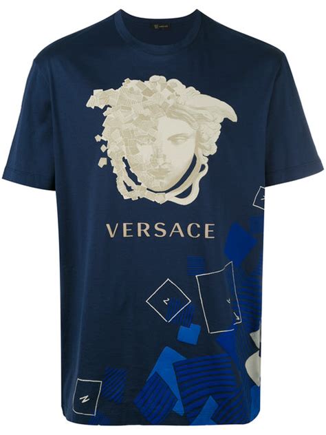 t-shirt stampa con domino foulard versace uomo